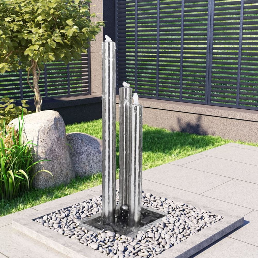 Petromila vidaXL Záhradná fontána, strieborná 48x34x123 cm, nehrdzavejúca oceľ