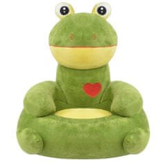 Vidaxl Plyšové detské kreslo, žaba, zelené