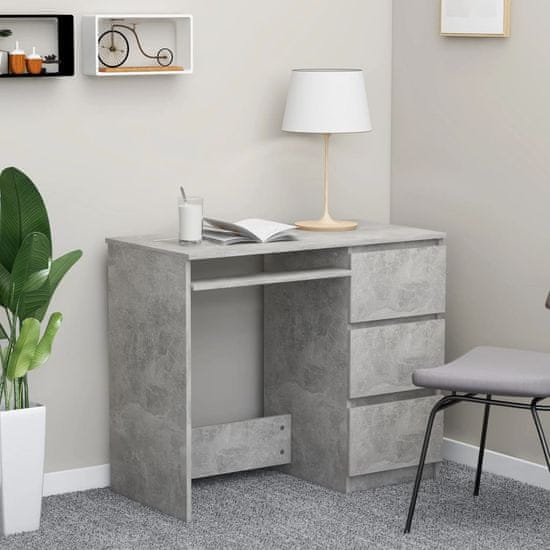 Vidaxl Písací stôl, betónovo sivý 90x45x76 cm, drevotrieska