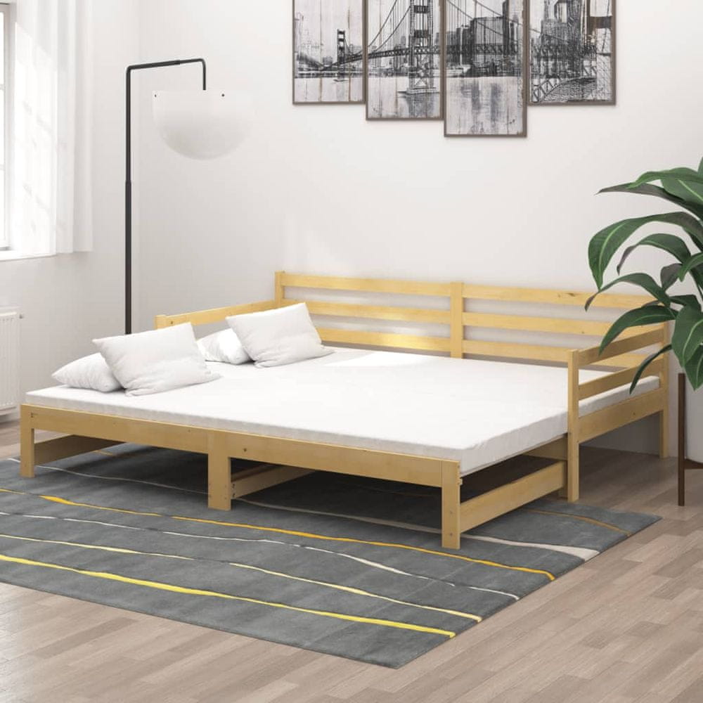 Petromila vidaXL Rozkladacia denná posteľ sivá borovicový masív 2x(90x200) cm
