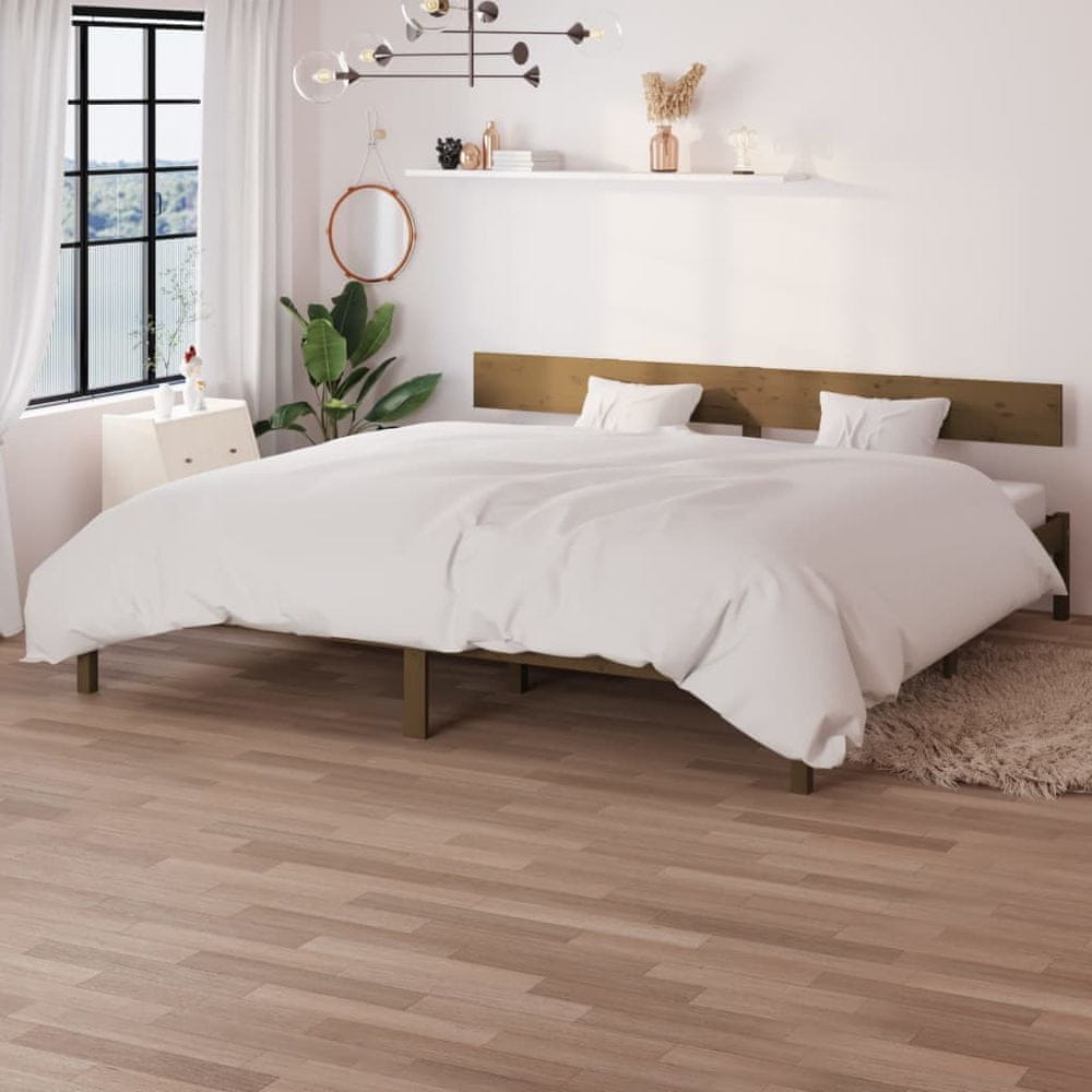Vidaxl Rám postele, medovo hnedý, masívne borovicové drevo, 200 x 200 cm