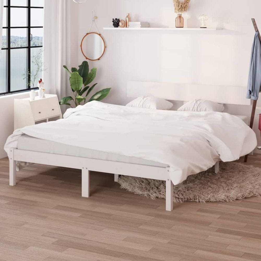Vidaxl Rám postele, biely, masívne borovicové drevo, 120 x 200 cm