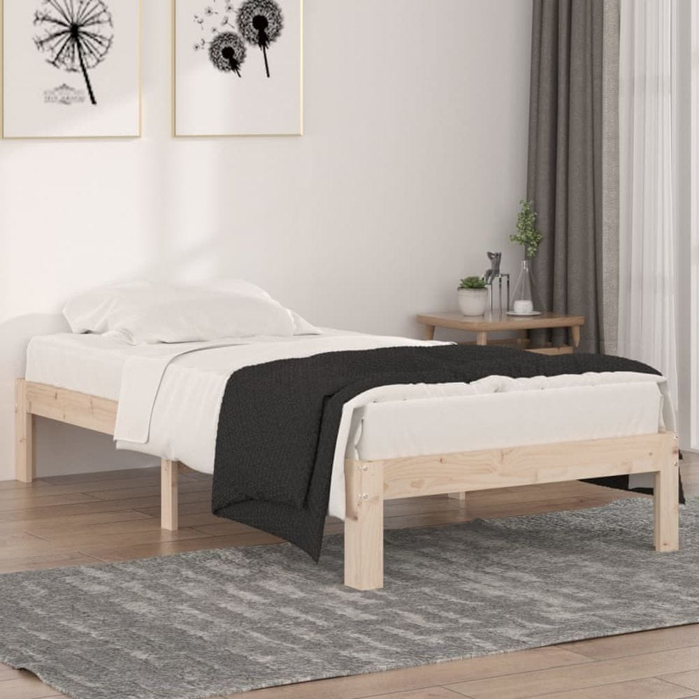 Vidaxl Rám postele, masívne drevo, 90x190 cm, jednolôžkový