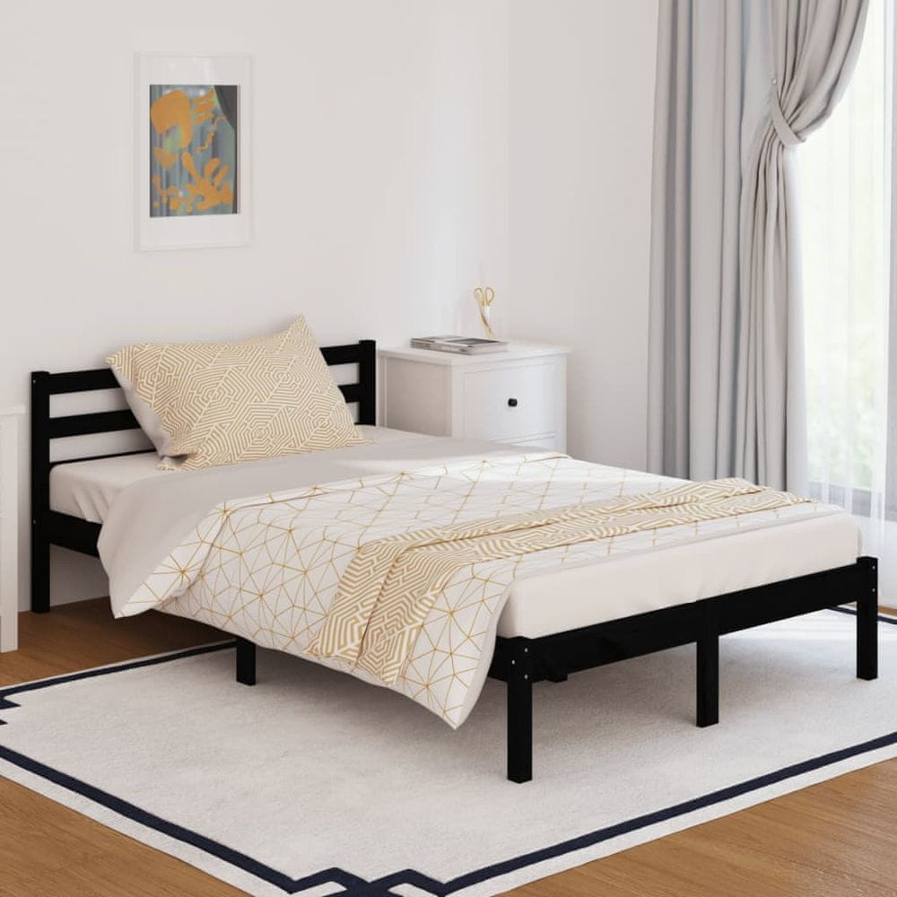 Vidaxl 810429 Bed Frame Solid Wood Pine 120x200 cm Black