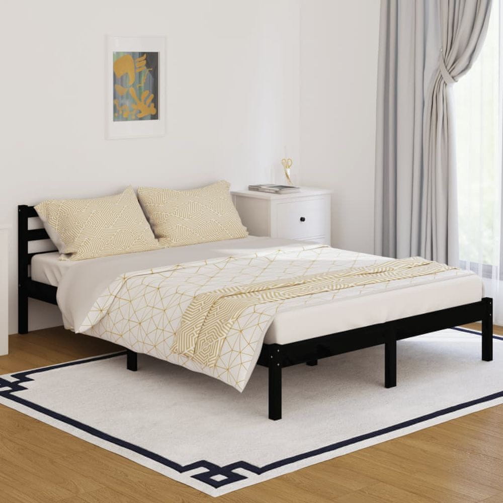 Vidaxl 810434 Bed Frame Solid Wood Pine 140x200 cm Black