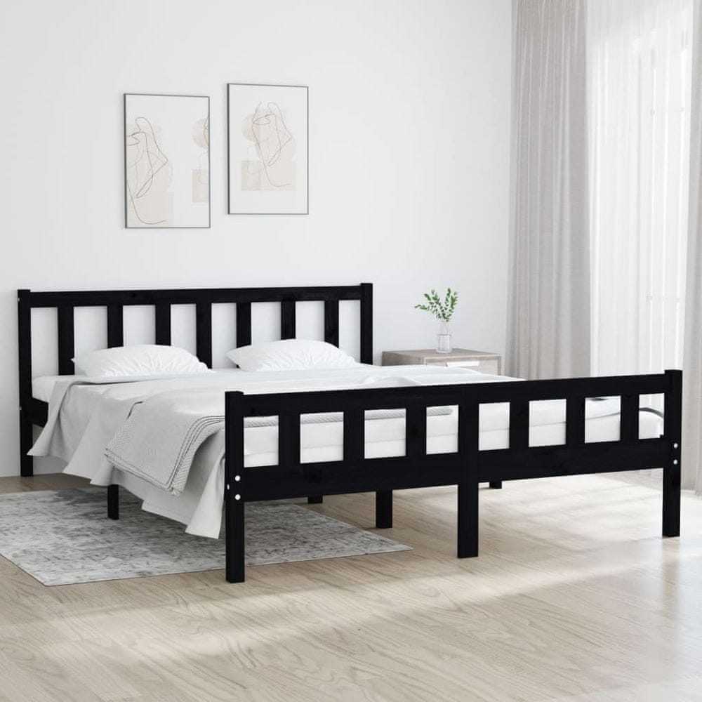 Vidaxl Rám postele, čierny, masívne drevo, 120 x 200 cm