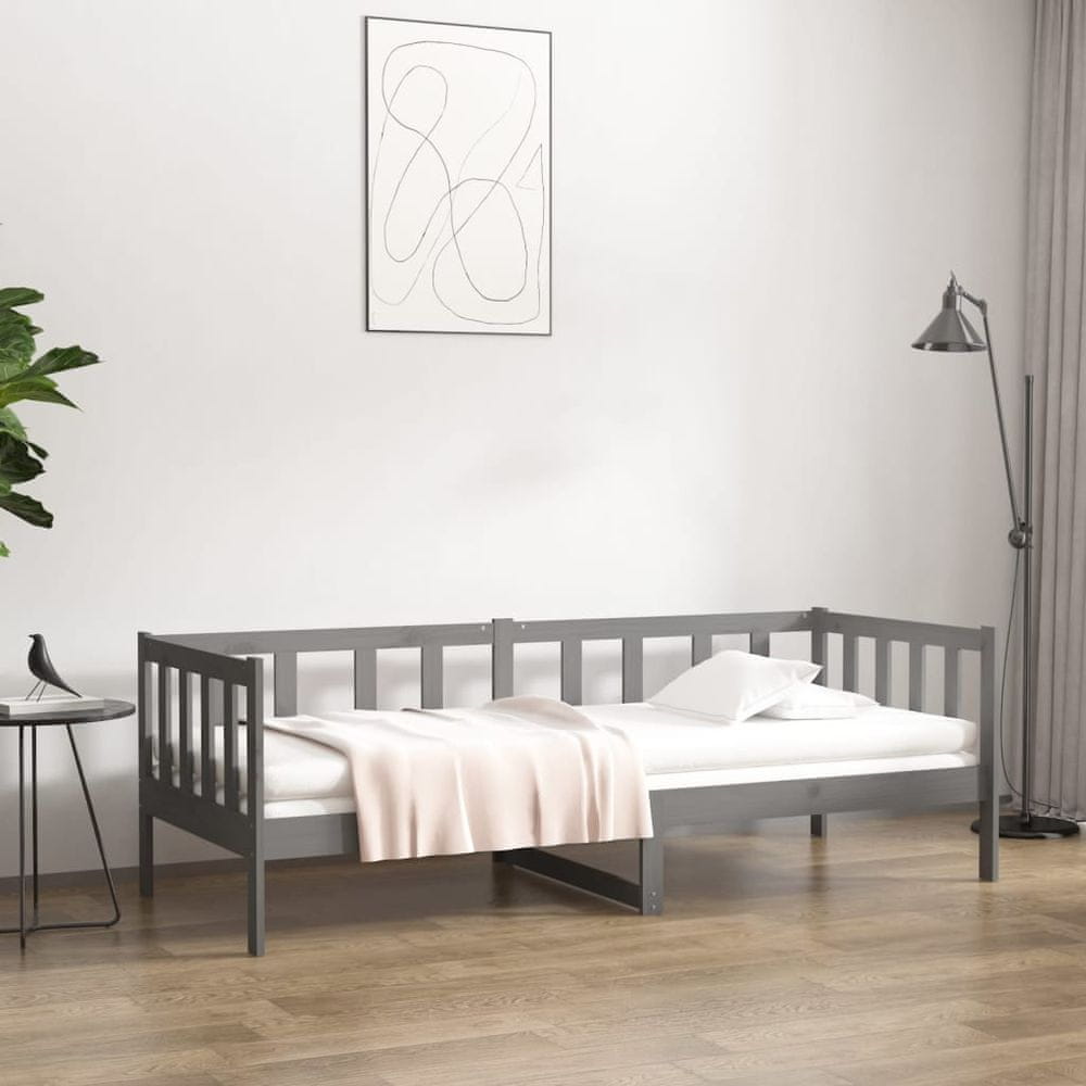 Vidaxl Denná posteľ sivá 80x200 cm borovicový masív