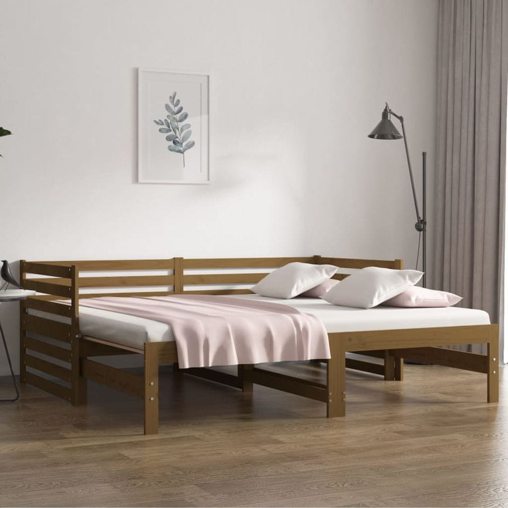 Petromila vidaXL Rozkladacia denná posteľ medová 2x(80x200) cm borovicový masív