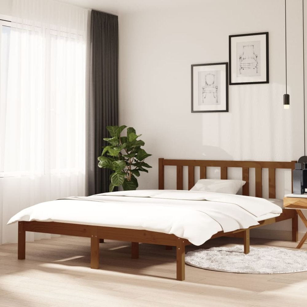 Vidaxl Rám postele, medovo hnedý, masívne drevo, 135x190 cm, dvojlôžko