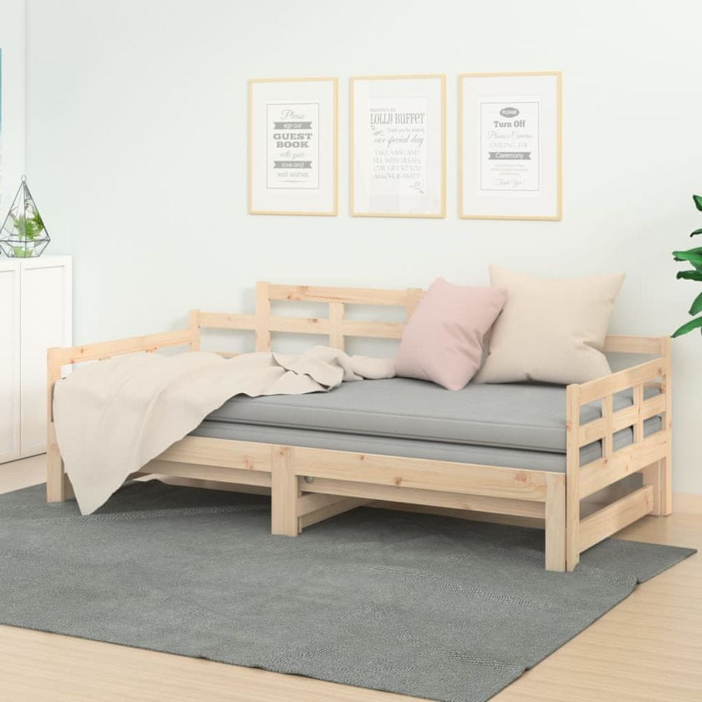 Vidaxl Výsuvná posteľ, masívne borovicové drevo, 2x(90x190) cm