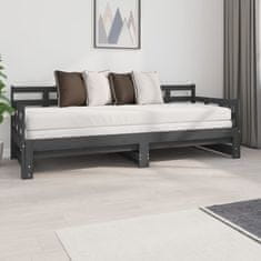 Vidaxl Rozkladacia denná posteľ sivá borovicový masív 2x(80x200) cm