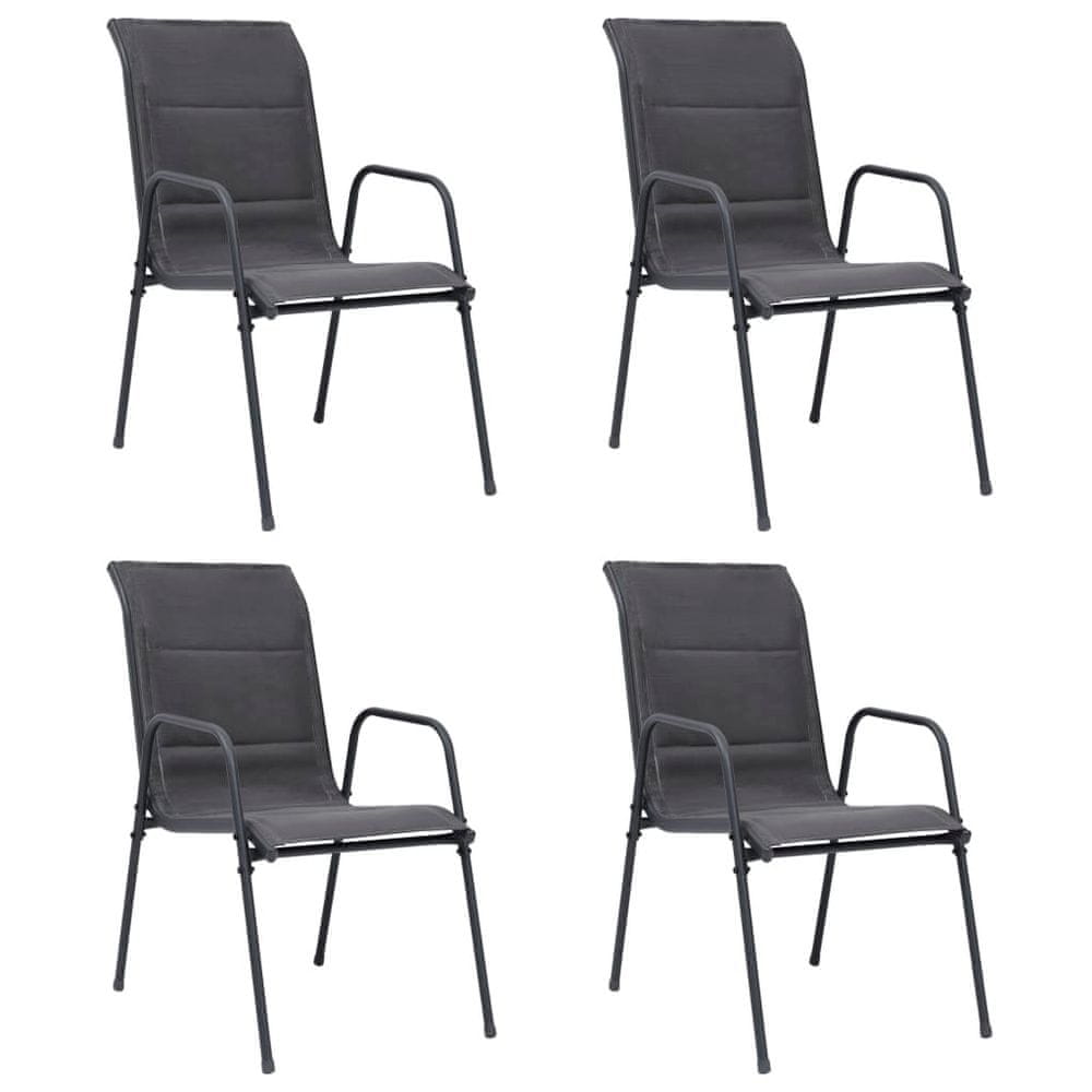 Vidaxl Stohovateľné záhradné stoličky 4 ks oceľ a textilén antracitové