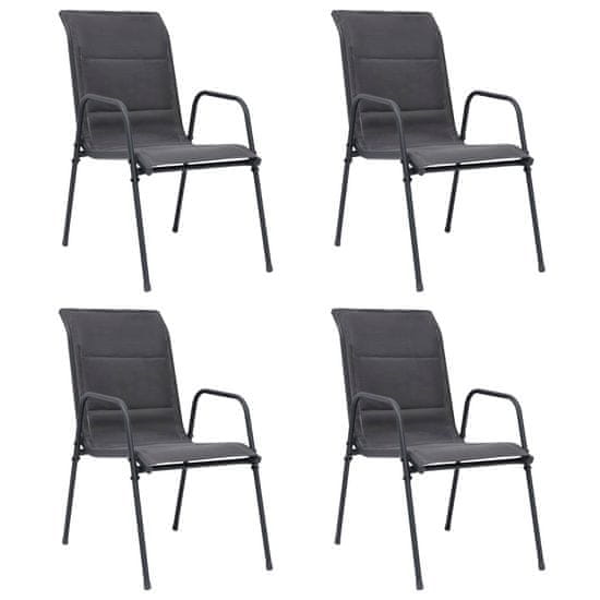 Vidaxl Stohovateľné záhradné stoličky 4 ks oceľ a textilén antracitové