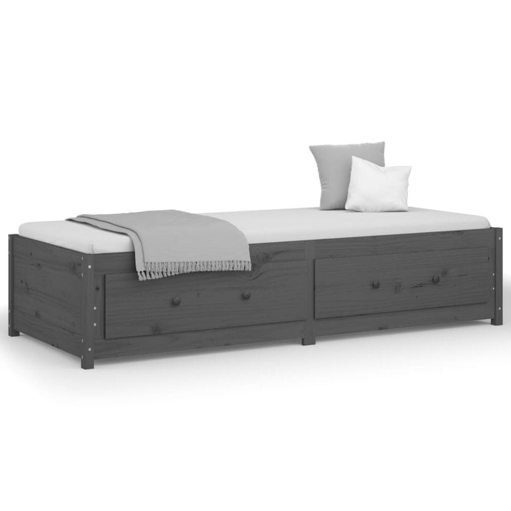 Vidaxl Denná posteľ sivá 90x200 cm borovicový masív