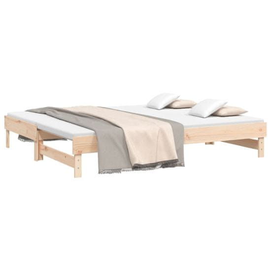 Vidaxl Rozkladacia denná posteľ 2x(100x200) cm borovicový masív