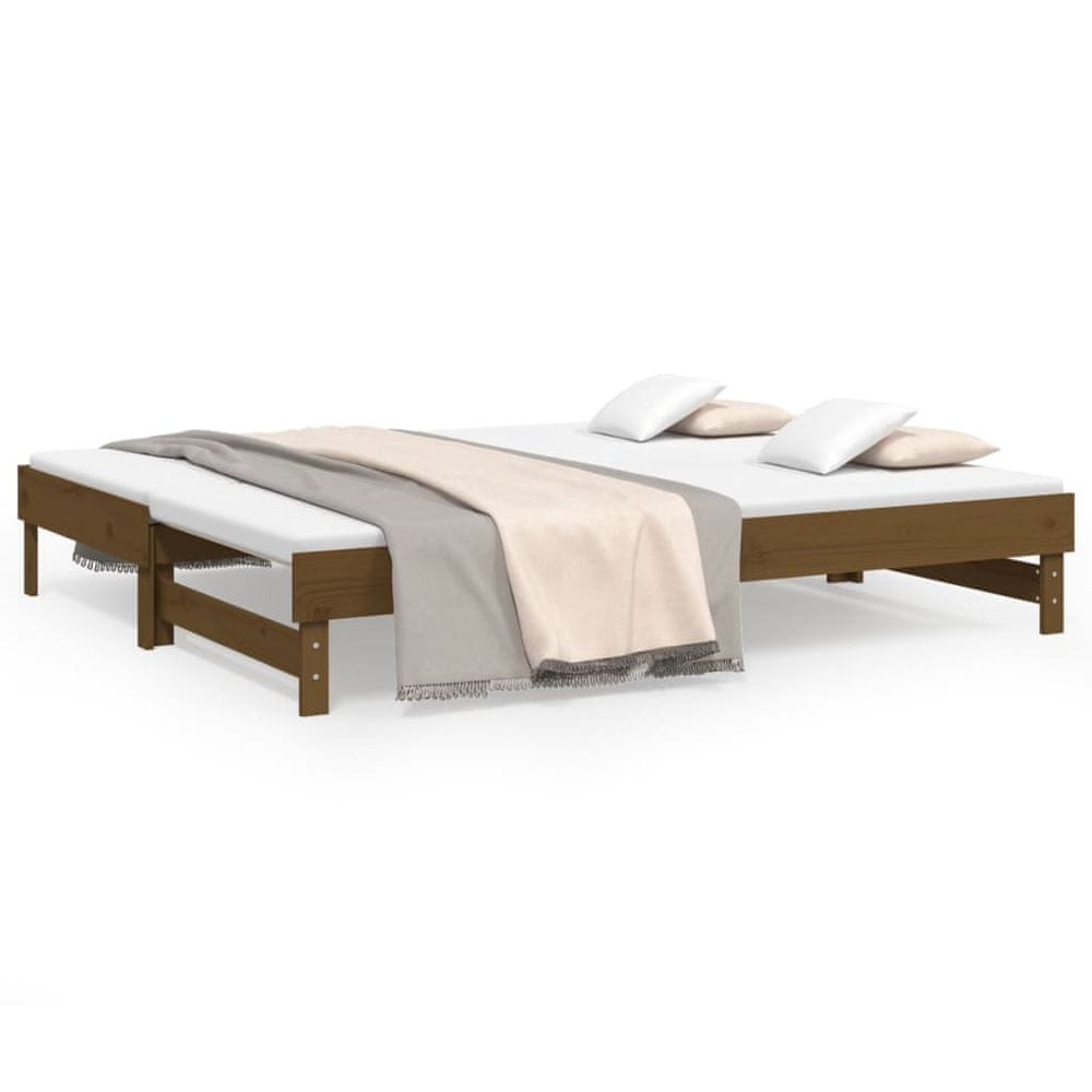 Vidaxl Rozkladacia denná posteľ medová 2x(100x200) cm borovicový masív