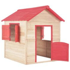 Vidaxl Detský domček na hranie, jedľové drevo, červený