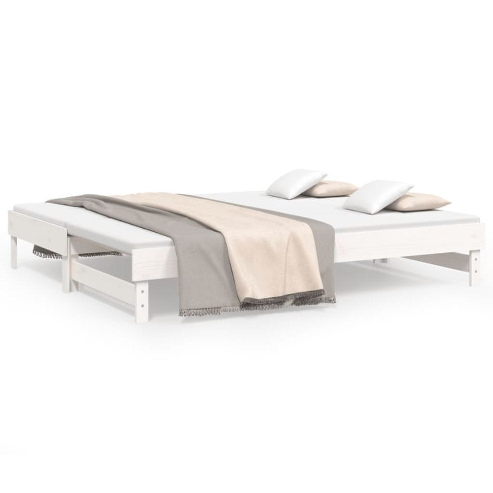 Vidaxl Rozkladacia denná posteľ biela 2x(80x200) cm borovicový masív