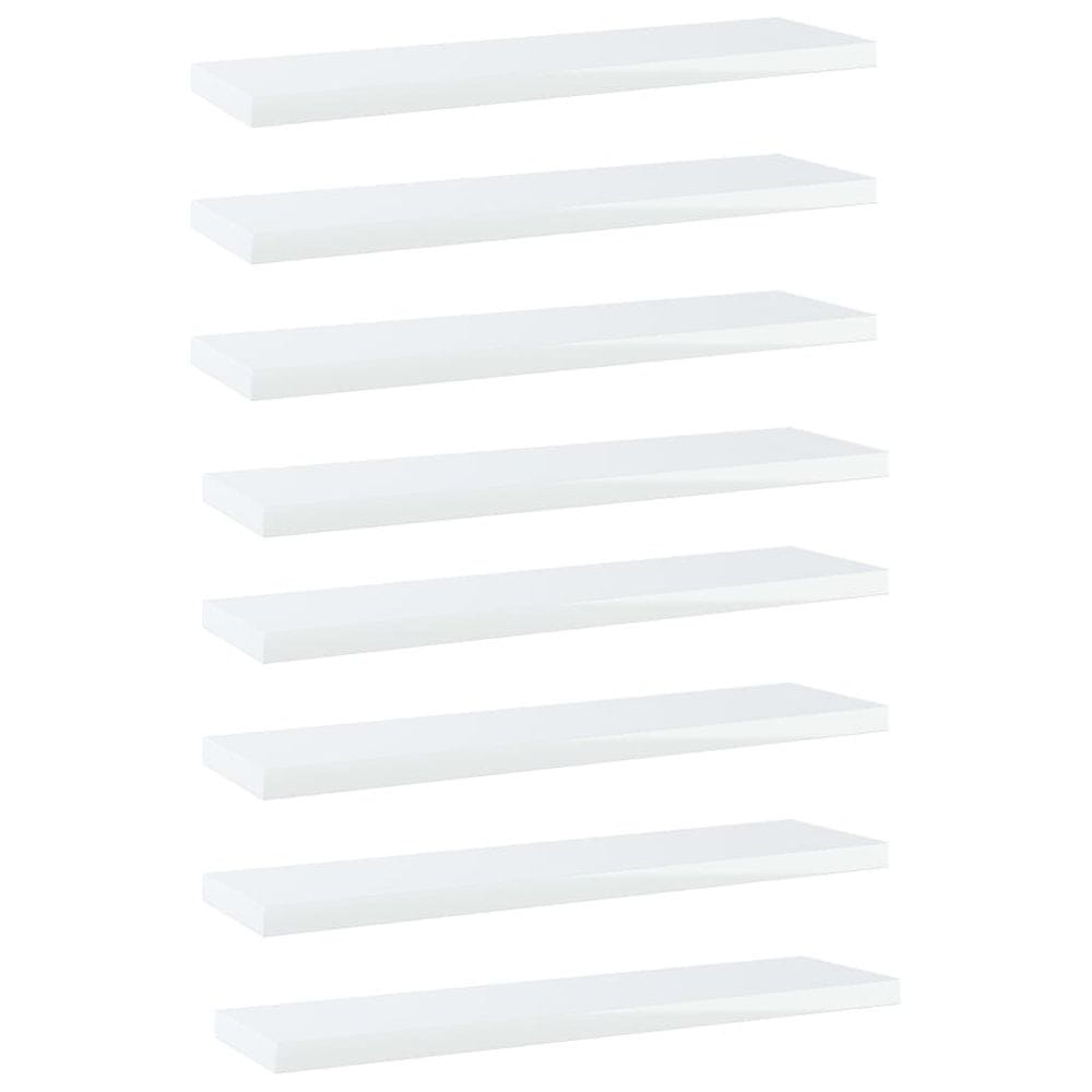 Vidaxl Prídavné police 8 ks, lesklé biele 40x10x1,5 cm, drevotrieska