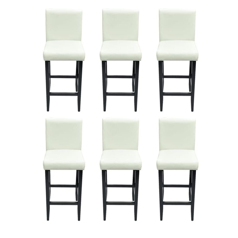 Vidaxl Barové stoličky 6 ks, biele, umelá koža