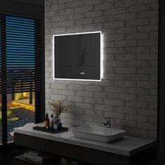 Vidaxl Kúpeľňové LED zrkadlo s dotykovým snímačom a časovým displejom 80x60 cm