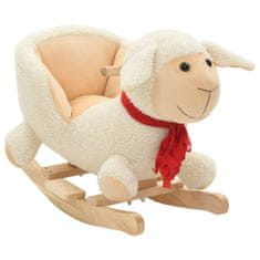 Vidaxl Hojdacie zvieratko, ovca s operadlom plyšové 60x32x50 cm biele