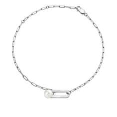 Elegantný strieborný náramok s diamantom a perličkou Linked DL652