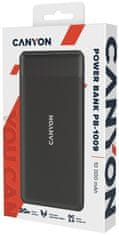 Canyon powerbanka PB-1009B,10 000mAh Li-pol, In USB-C+Lightning-Apple,Out USB-C PD 20W+1xUSB-A QC 3.0,čierna