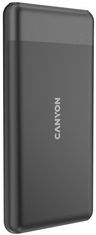 Canyon powerbanka PB-1009B,10 000mAh Li-pol, In USB-C+Lightning-Apple,Out USB-C PD 20W+1xUSB-A QC 3.0,čierna