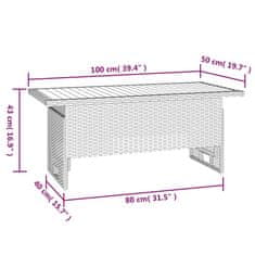 Petromila vidaXL Záhradný stôl šedý 100x50x43/63 cm masívna akácia a polyratan