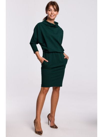 BeWear Dámske mini šaty Yungdrung B175 tmavo zelená