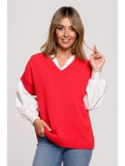 BeWear Dámska pletená vesta Reenzong BK076 červená S/M