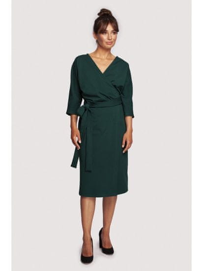 BeWear Dámske midi šaty Loni B241 tmavo zelená