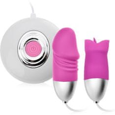 XSARA Dvojitý masturbátor vagíny a klitorisu jako penis + masažér s jazýčkem - 78361202