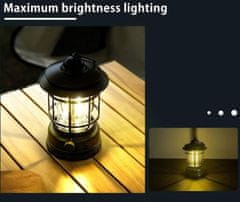 Zapardrobnych.sk Prenosná kempingová LED lampa s USB nabíjaním, núdzové závesné svetlo do stanu