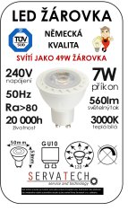 Symfony LED žiarovka reflektor/bodovka 7W / 49W 240V GU10 560lm 120° 20.000h teplá biela