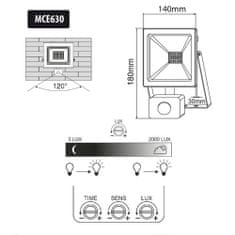 Maclean LED svetlomet so senzorom pohybu studená biela MCE630 71717