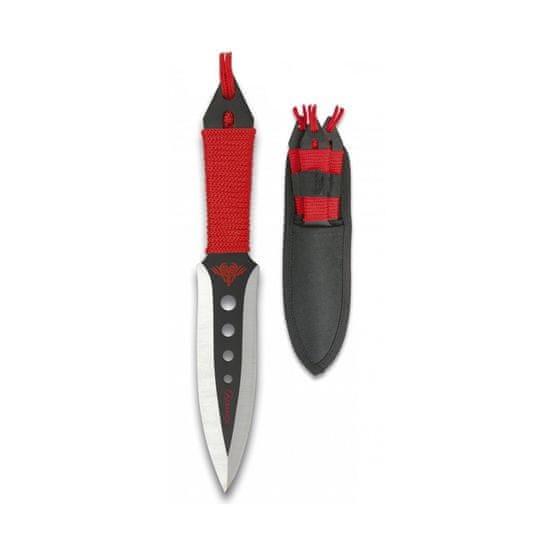 Albainox Nože vrhacie set 3 kusov s červeným paracordom