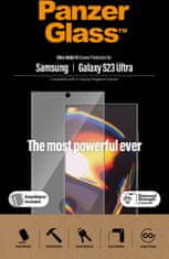 PanzerGlass ochranné sklo pro Samsung Galaxy S23 Ultra, okrajově lepené s "puntíkem" pro otisk,