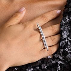 Rosato Moderný dvojitý strieborný prsteň so zirkónmi Bianca RZBI35