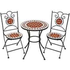 tectake Záhradný nábytok MOZAIKA okrúhly stôl a 2 stoličky