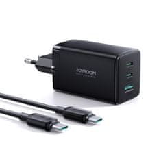 Joyroom TCG01 GaN sieťová nabíjačka USB / 2x USB 65W + kábel USB-C, čierna