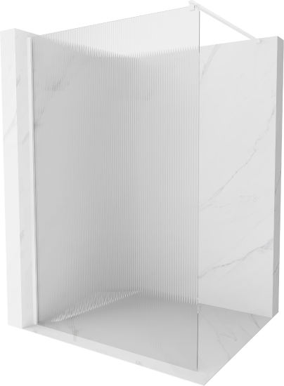 Mexen Kioto, sprchová zástena 100 x 200 cm, 8mm sklo s rebrovým vzorom, biely profil, 800-100-101-20-09