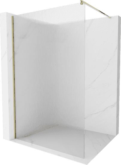 Mexen Kioto, sprchová zástena 100 x 200 cm, 8mm sklo s rebrovým vzorom, zlatý profil, 800-100-101-50-09