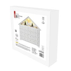 EMOS EMOS LED adventný kalendár drevený, 35x33 cm, 2x AA, vnútorná, teplá biela, časovač DCWW02