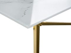 Beliani Konferenčný stolík s mramorovým efektom biela/zlatá EMPORIA