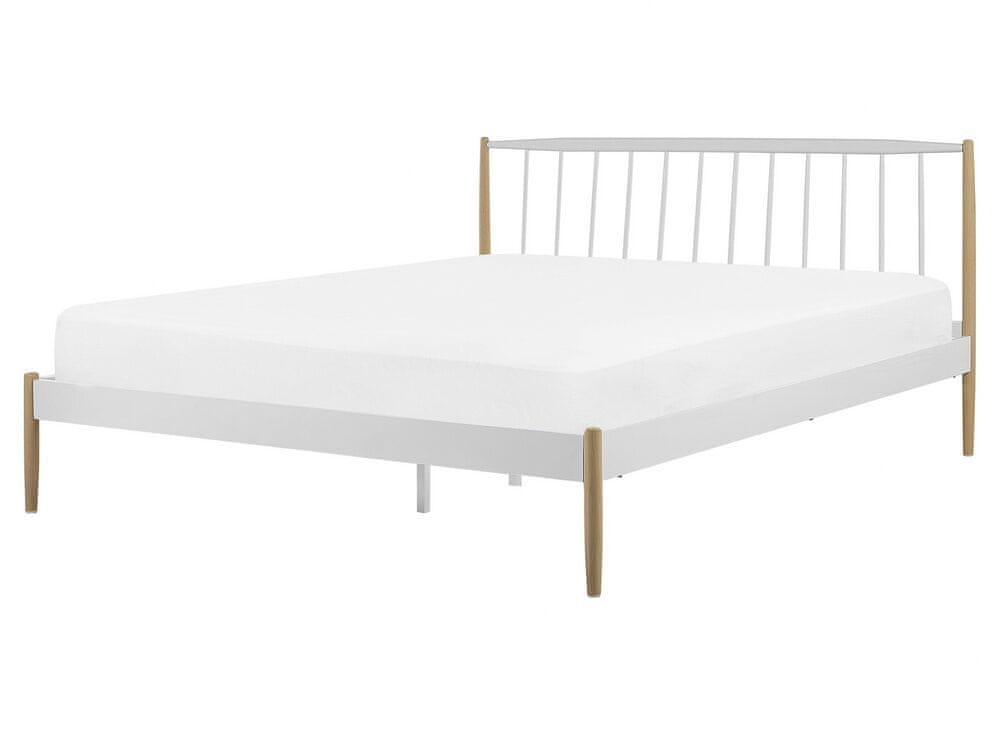 Beliani Kovová posteľ 160 x 200 cm biela MAURS