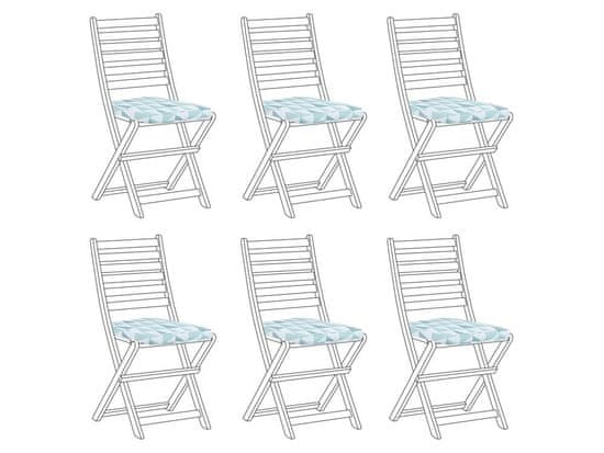 Beliani Sada 6 vankúšov na záhradné stoličky modrá/biela TOLVE