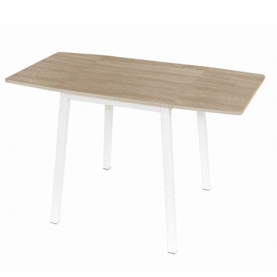 KONDELA Jedálenský stôl, MDF foliovaná / kov, dub sonoma / biela, 60-120x60 cm, MAURO