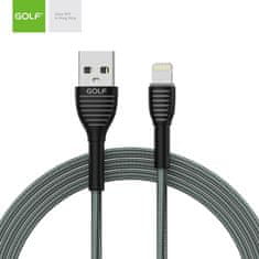 GOLF GOLF textilní datový kabel USB-C 1m, 3A, šedý